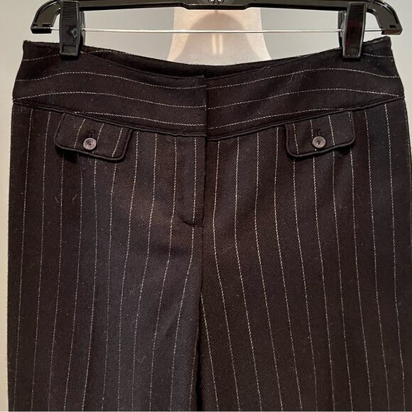 NEW Ann Taylor Pinstriped Wide Leg Cropped Cuffed Career Capri Suit Trousers 4P - Picture 4 of 13
